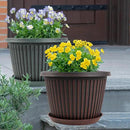 12 inch Plant Pots Indoor Outdoor, 4 Pack Large Planter, Plastic Flower Pots with Saucer and Drainage Holes, Modern Decorative Resin Garden Pots for House Plants by CozyNest Decor