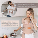 Baby Wrap Carrier - Premium Cotton Baby Carrier Wrap for Newborn to Toddler- Infant Carrier- Baby Holder One Size Fits All with Front Pocket(Beige) by Max&so by TinyTreasures Baby Boutique