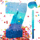 Sratte Number 1 2 3 4 5 6 7 8 9 Piñata with Stick Blindfold Confetti, Gradient Blue Piñata for Kids Boys Girls Birthday Party Anniversary Decorations Supplies(Number 7) by TinyTreasures Baby Boutique