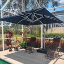 PURPLE LEAF 9' X 12' Double Top Deluxe Solar Powered LED Rectangle Patio Umbrella Offset Hanging Umbrella Outdoor Market Umbrella Garden Umbrella,Navy Blue by GreenHaven Gardens