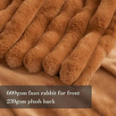 Amélie Home Faux Fur Throw Blanket for Couch, Cozy Fuzzy Fluffy Fur Luxurious Soft Striped Plush Gift Blankets for Family Sofa Chair Bed Living Room Bedroom, 55"x70", Brown by CozyNest Decor