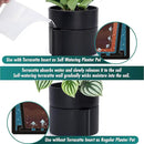 Phoenix Vine 8 Inch Self-Watering Planter Pot with Terracotta Insert, Deep Water Reservoir, and Ceramic-Alike BPA-Free Plastic Planter Pot for Plant, Modern Planter for Houseplants, Black, 53-A-T-2 by CozyNest Decor