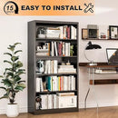 66" Tall Metal Bookcase, 5 Shelf Black Bookcase with Adjustable Shelves, Large Bookshelves and Bookcases, Modern Book Shelf Storage Organizer for Living Room, Home Office, Library (Black) by CozyNest Decor