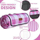 HX&OD Outdoor Picnic Blanket, Extra Large, 80''x60'' Waterproof Foldable Blankets Gingham Picnic Mat for Beach, Camping Grass Lawn Park Accessories Cute Couple Ideas Wedding (Pink, 80”x60”) by TinyTreasures Baby Boutique