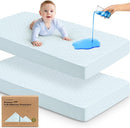 Waterproof Crib Mattress Protector Cover Fitted - 2-Pack Quiet Baby Crib Mattress Pad Sheets, 52" x 28" Soft Quilted Cotton Baby Sheet, Machine Washable, Easy Fit, Durable (Frost/Mavy) by TinyTreasures Baby Boutique