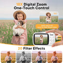Digital Camera 4K 64MP - Vlogging Camera for Kids & Beginners | 18X Zoom Point and Shoot Camera Anti Shake, Compact with Flash, Gift for Boys Girls(White+Silver) by TinyTreasures Baby Boutique