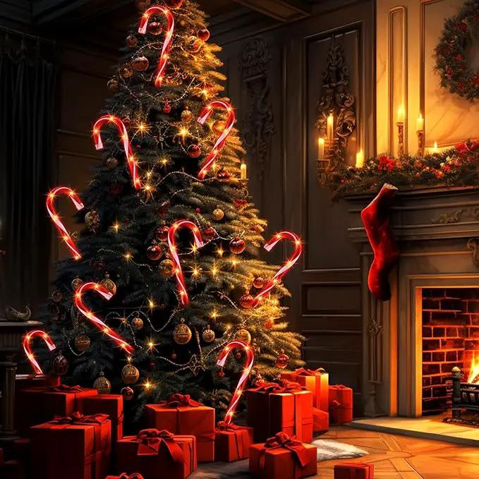 Christmas Candy Cane Lights, Candy Cane Lights Christmas Decorations Outdoor for Yard,Garden(10Inch), 10Pack, photo 6 of 9