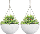 LA JOLIE MUSE Large Hanging Planters for Outdoor Plants - 13 Inch Hanging Flower Pots Set of 2, Speckled White by GreenHaven Gardens