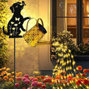 Solar Lights Outdoor Decorative, Watering Can with Cascading Lights, with Dog Silhouette Garden Stakes, Waterproof Metal Garden Decor for Yard Art, Outside, Patio, Lawn Ornaments(1 Pack) by CozyNest Decor