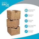 BIRDROCK HOME Storage Shelf Organizer Baskets with Handles - Handwoven Abaca Seagrass Wicker Basket for Pantry, Living Room, Office & Bathroom, Versatile Under Shelf Storage - Set of 3, Natural by CozyNest Decor