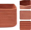 Small Storage Baskets for Organizing | Closet Organizer Bins | Shelf Toy Basket | Woven Rope Baskets | Cube Decorative Box | Shallow Basket | 11.5x7.5x4.7” | 3 Packs Oxide Red by CozyNest Decor