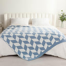 Snuggle Sac Twin Size Blue Blankets for Bed, Super Soft Warm Blankets Oversized Cozy Knit Fuzzy Blanket for Living Room, Chevron Blue,60x80 inches by TinyTreasures Baby Boutique