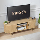 54" Tambour Door TV Stand,Wood Mid Century Modern TV Cabinet for Up to 65“ TV,Curved Edge Long TV Stand with Storage for Bedroom Living Room(Natural, 54inch) by CozyNest Decor