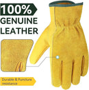OZERO Leather Work Gloves Flex Grip Tough Cowhide Gardening Glove for Wood Cutting/Construction/Truck Driving/Garden/Yard Working for Men and Women 1 Pair (Gold,Small) by GreenHaven Gardens