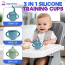 Silicone Transition Sippy Cup for 6+ month old | Includes 1 Toddler straw cup & 1 Baby Sippy Cup with Handles 5 oz | Perfect for Baby Led Weaning (Sky/Mint, 5 oz) by TinyTreasures Baby Boutique