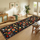 Floral 2x10 Area Rug Machine Washable Soft Print Boho Carpet Non Slip Doormat Low Pile Flower Area Rugs for Living Room Bedroom Nursery Kitchen Dining Room Indoor-Black by TinyTreasures Baby Boutique