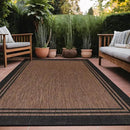 Bordered Outdoor Rug 6x9 Washable Outside Carpet for Indoor Patio Porch Waterproof Easy Cleaning Non Shedding Area Rugs Nut Brown 6 x 9 by CozyNest Decor
