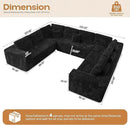 Cloud Sectional Couches for Living Room,U Shaped Modular Sofas No Assembly,135x107 Inches Plush Corduroy Oversized Floor Couch Set with Deep Seat Chaise,Black by CozyNest Decor