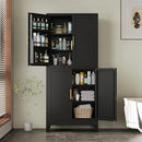 74.8" Tall Metal Food Cabinet, Black Kitchen Pantry Cabinet, Storage Cabinets with 4 Door and 4 Adjustable Shelves, Steel Freestanding Cupboard for Kitchen Dining Room Living Room Bathroom by CozyNest Decor