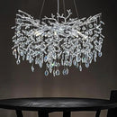 Modern Round Crystal Chandeliers, 30" Crystal Chandeliers for Dining Room,Silver Tree Branches Chandelier, for Living Room,High Ceiling,Foyer,Entryway,Kitchen Island by CozyNest Decor