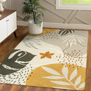 LLahome Boho 3x5 Washable Area Rug - Small Non-Slip Low-Profile Soft Rugs for Bedroom Living Room, Ultra-Thin Botanical Print Indoor Modern Carpet for Entryway Laundry Room Kitchen Office, Tan by TinyTreasures Baby Boutique