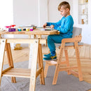 Ezebaby Wooden High Chair, Adjustable Highchair for Toddlers to Teens with Steps, Kids Dining Chair, Study Chair with Removable Cushion (Natural Color) by TinyTreasures Baby Boutique