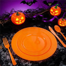FLOWERCAT 60PCS Orange Plates - Heavy Duty Orange Plastic Plates Disposable for Halloween & Thanksgiving Party - Serve 30 Guests 10.25inch and 7.5inch by CozyNest Decor