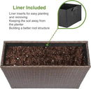 LEWIS&WAYNE Large Rectangular Block Planter Box Handmade Wicker Tall Planters for Outdoor Plants with Removable Liners Modern Planter for Indoor Outdoor Patio Deck - Brown, 32''x11''x24'' by GreenHaven Gardens