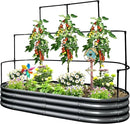 KING BIRD Raised Garden Bed with Wall Trellis Galvanized Planter Garden Box Outdoor for Gardening, Climbing Vegetables, Flowers 5.9x2.95x0.98 Ft, Dark Grey by GreenHaven Gardens