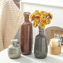 Ceramic Vases Set of 3, Neutral Rustic Farmhouse Vases Home Decor Decorative Flower Vase Modern Boho Pampass Vase for Table Mantel Entryway Shelf Living Room Kitchen Bathroom - Brown by CozyNest Decor