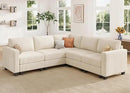 HONBAY Corduroy Modular Sectional Sofa with 5 Seaters, Sectional Corner Sofa with Chaise, L Shape Couches for Living Room, Beige by CozyNest Decor