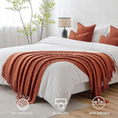 MIULEE Fall Rust Knitted Throw Blanket for Couch Terracotta Boho Textured Cozy Woven Rustic Blanket with Tassels for Sofa Chair Bed Living Room Farmhouse Decor Acrylic Wave Pattern 50"x60" by CozyNest Decor