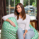 Posh Beanbags Bean Bag Chair, X-Large-48in, Pattern Chevron Green and White by TinyTreasures Baby Boutique