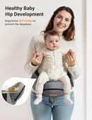 besrey Toddler Hip Carrier - Side Baby Carrier, Up to 44lb, Dad Infant Carrier Hipseat (Grey) by TinyTreasures Baby Boutique