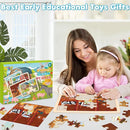 Wooden Farm Puzzles for Kids Age 3 4 5 Year Old, 4 Pack 24 Pcs Montessori Toddler Jigsaw Puzzles for Girl boy Activities Preschool Learning Educational Birthday Gift by TinyTreasures Baby Boutique