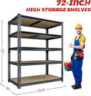 72"H Storage Shelves heavy duty, 2000LBS Garage Shelving, 5 Tier Metal Shelving Unit Adjustable Garage Shelves Rack Shelf for Storage Warehouse Pantry Closet,35.6" W × 16" D × 72" H, Black, 2PCS by GreenHaven Gardens
