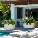 La Jolie Maison Large Hanging Planters - 12 Inch Outdoor Flower Pots, Hanging White Planters Set of 2 by CozyNest Decor
