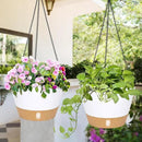 QCQHDU 2 Pack 10 inch Hanging Planters for Indoor Plants, Outdoor Hanging Baskets, Self Watering Pots with Drainage Holes & Removable Tray (White, 10 inch) by GreenHaven Gardens