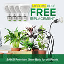 SANSI LED Grow Lights for Indoor Plants, Lifetime Free Bulb Replacement, 600W Full Spectrum 4-Gooseneck Clip Plant Grow Light, Plant Light with Timer 4/8/12 Hrs, High PPFD Growing Power Grow Lamp by GreenHaven Gardens
