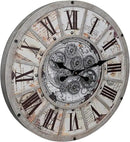 Unique Moving Gear Large Wall Clock 21inch-Battery Powered. Retro Industrial Steampunk Country Farmhouse Decor for The Living Room Kitchen Bars cafes Offices(whith/metal/21) by CozyNest Decor