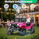 2 Seater Ride On Car Truck with Remote Control XL, Kids 24V Battery Powered Electric Vihicle w/21 in Seat, 3 Speeds, 2WD/4WD Switichable, Shock Absorbers,Bluetooth, Flower, Gift Choice by TinyTreasures Baby Boutique