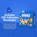 BioSwiss Bandages, Assorted Animal, Fun and Food Shaped Self Adhesive Bandage for Boys, Latex Free Sterile Wound Care, 100 Count by TinyTreasures Baby Boutique