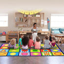 Booooom Jackson Seating Classroom Rug for Kids Room Seating Décor, 7'54''x13'12'' Vibrant Geometric Patterns Large Preschool Carpet Seating Rug for Teaching and Playroom, Non-Slip Rubber Backing by CozyNest Decor
