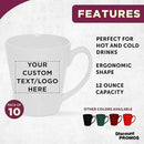 DISCOUNT PROMOS Custom Glossy Ceramic Latte Coffee Mug 12 oz. Set of 10, Personalized Bulk Pack - Perfect for Tea, Espresso, Cappuccino, Hot Cocoa - White by CozyNest Decor
