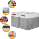 DULLEMELO Extra Large Storage Baskets, Fabric Storage Bins for Organizing Shelves Nursery Toys Books, Closet Baskets and Bins with Handles, White&Grey, 2-Pack by TinyTreasures Baby Boutique
