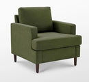 Mid-Century Accent Chair,Modern Linen Fabric Armchair for Living Room,Comfy Upholstered Reading Accent Chairs for Bedroom,Single Sofa Chair with Wood Legs (Green, 1 Pack) by CozyNest Decor