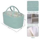 Large Baby Diaper Caddy Organizer for Girl Boy Rope Nursery Storage Bin Basket Portable Holder Tote Bag for Changing Table Car Travel Baby Shower Gifts Newborn Essentials Registry Must Have Green by TinyTreasures Baby Boutique