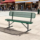 Heavy Duty Park Bench with Back Portable Frame, Outdoor Steel Bench with Backrest, Outdoor Park Bench Expanded Metal Mesh Bench for Lawn, Park, Deck, Garden, Patio, Porch, Black (Green, 6FT) by GreenHaven Gardens