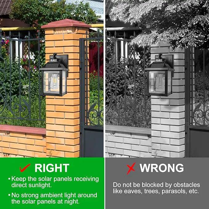 Solar Wall Lights Outdoor, Dusk to Dawn Motion Sensor Lights Waterproof, Solar Porch Lights with 3 Modes & Motion Sensor, Lantern Light Fixture for Patio Garage Entryway Garden, photo 8 of 9