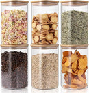 Glass Storage Jars 6 Pack -50oz (10cmx20cm)Clear Glass Food Storage Containers with Airtight Bamboo Lid Stackable Kitchen Canisters for Candy,Cookie,Rice,Sugar,Flour,Pasta,Nuts and Spice Jars(Square) by CozyNest Decor